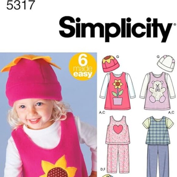 Simplicity 5317 Toddlers Jumper, Top Pants & Hat with Appliques Size 1/2 - 4 - Picture 4 of 4